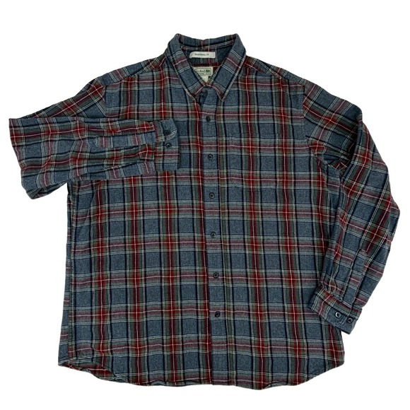 L.L. Bean Other - LL Bean Traditional Fit Flannel Men's Shirt Sz Large Gray Red Plaid L  #228061